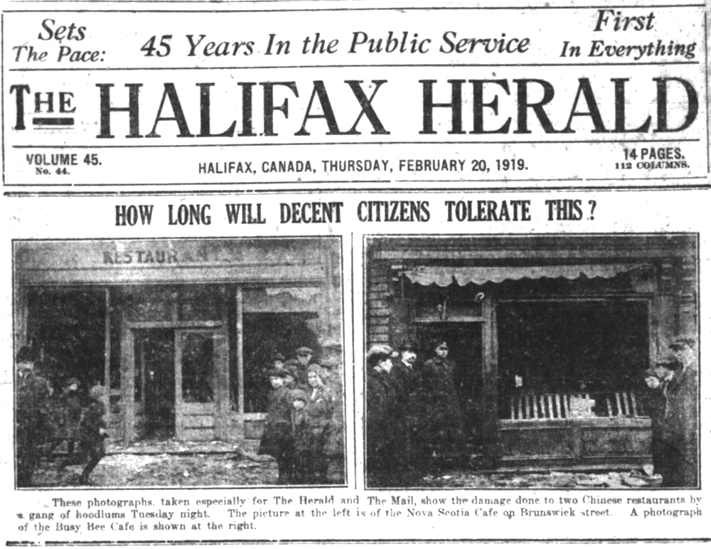 1919年2月19日《Halifax Herald》頭版標題。(資料來源:哈利法克斯政府網站)