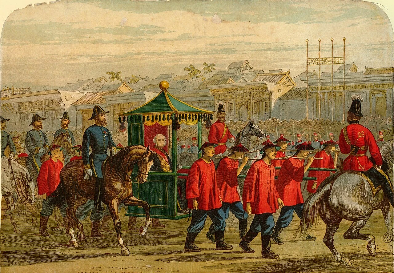 British Commissioner riding in a couch through Peking, 1860. (Brown University Library)